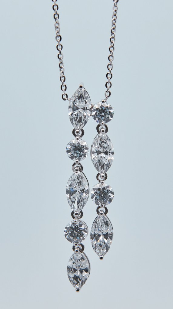 Zonder minimumprijs - Halsketting - 14 karaat Witgoud - 3.72ct. tw. Diamant (Lab-grown) #1.0