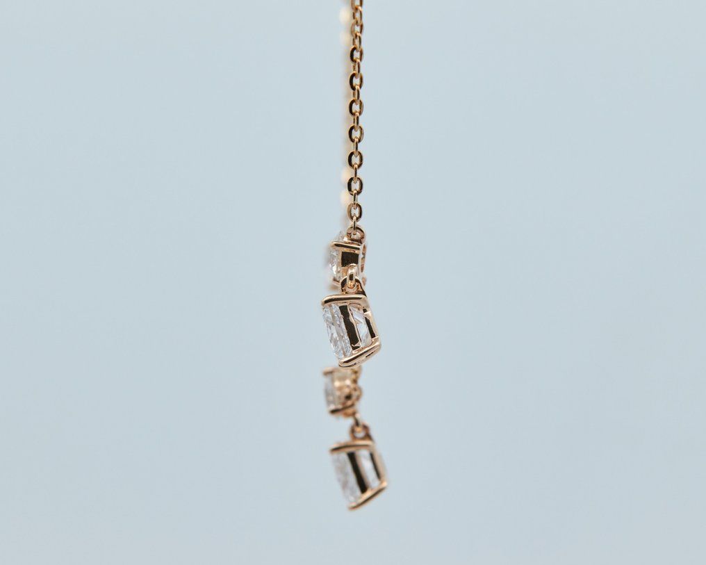 沒有保留價 - 頸鏈 - 14 克拉 黃金 - 3.00ct. tw. 鉆石 (實驗室培育) #4.3