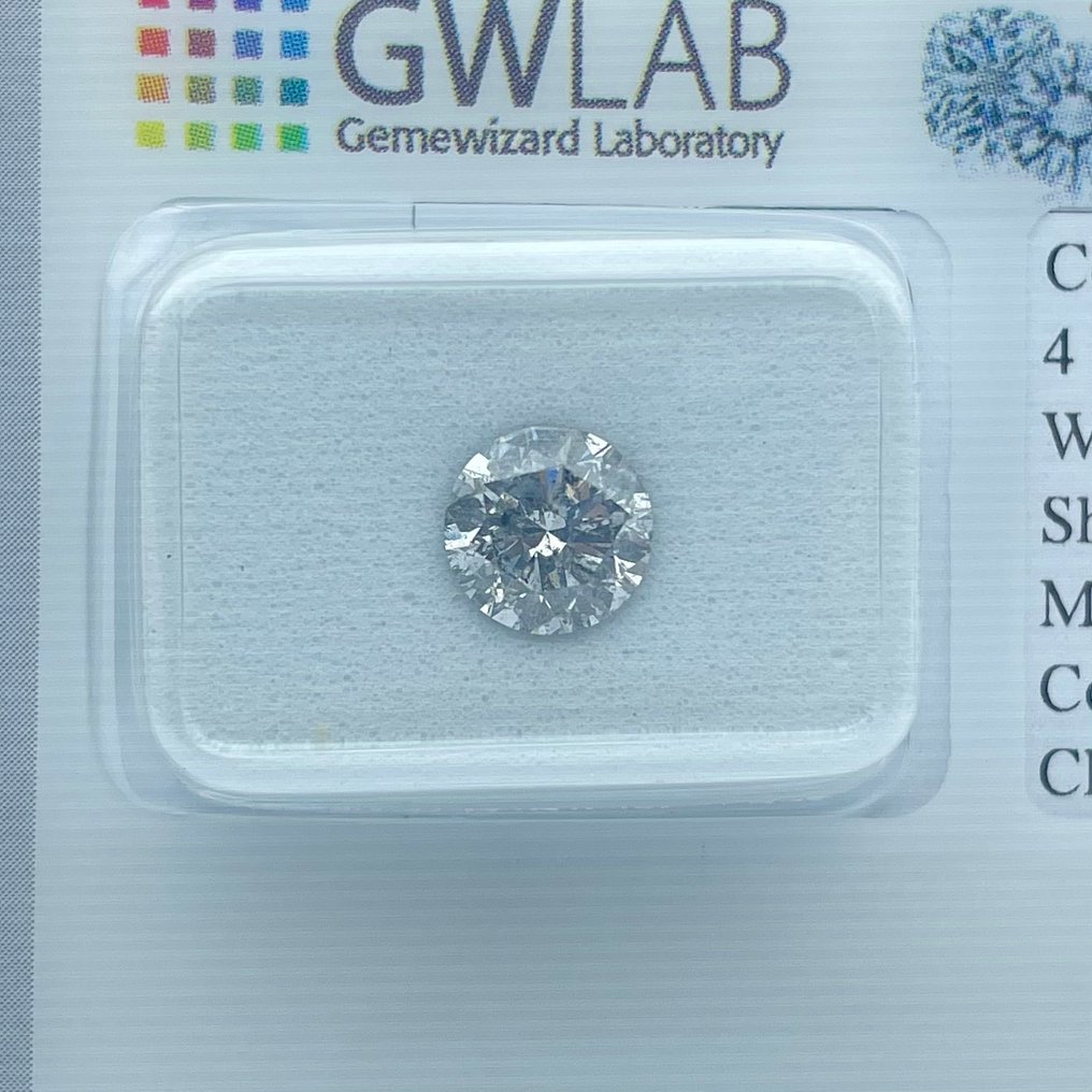 χωρίς τιμή ασφαλείας - 1 pcs Διαμάντι  (Φυσικό)  - 1.06 ct - Στρογγυλό - J - I1 - Gemewizard Gemological Laboratory (GWLab) #1.0