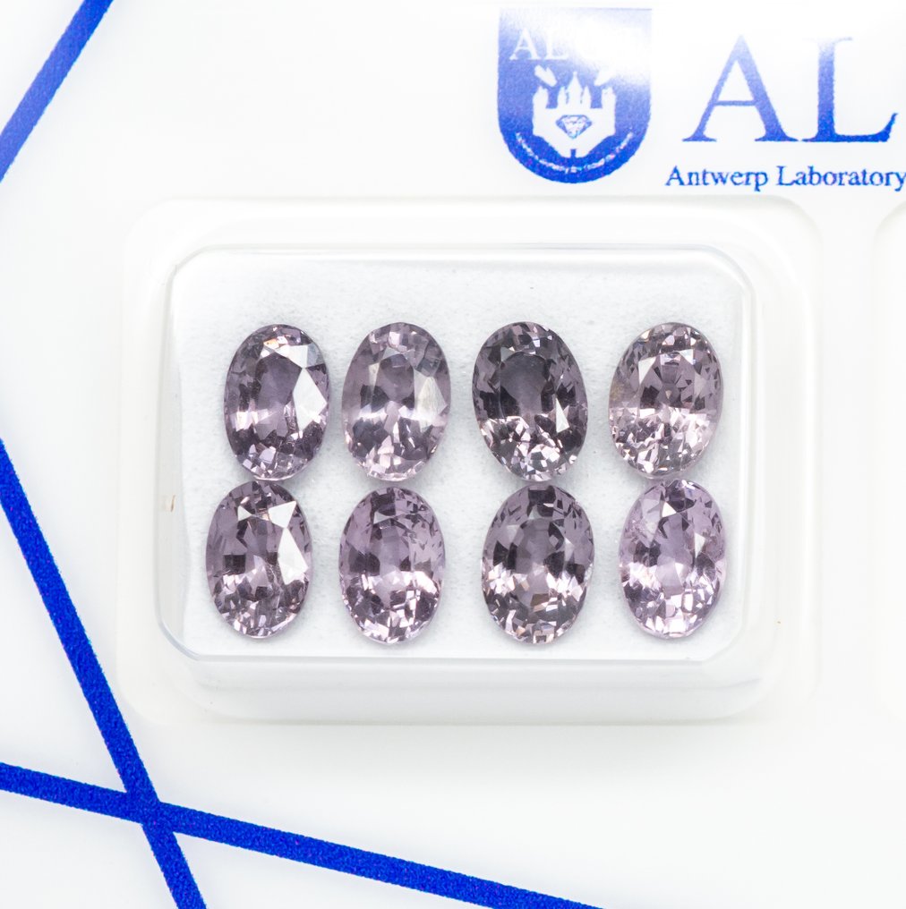 Senza prezzo di riserva - 8 pcs  Spinello  - 5.23 ct - Antwerp Laboratory for Gemstone Testing (ALGT) - rosa violaceo #1.0
