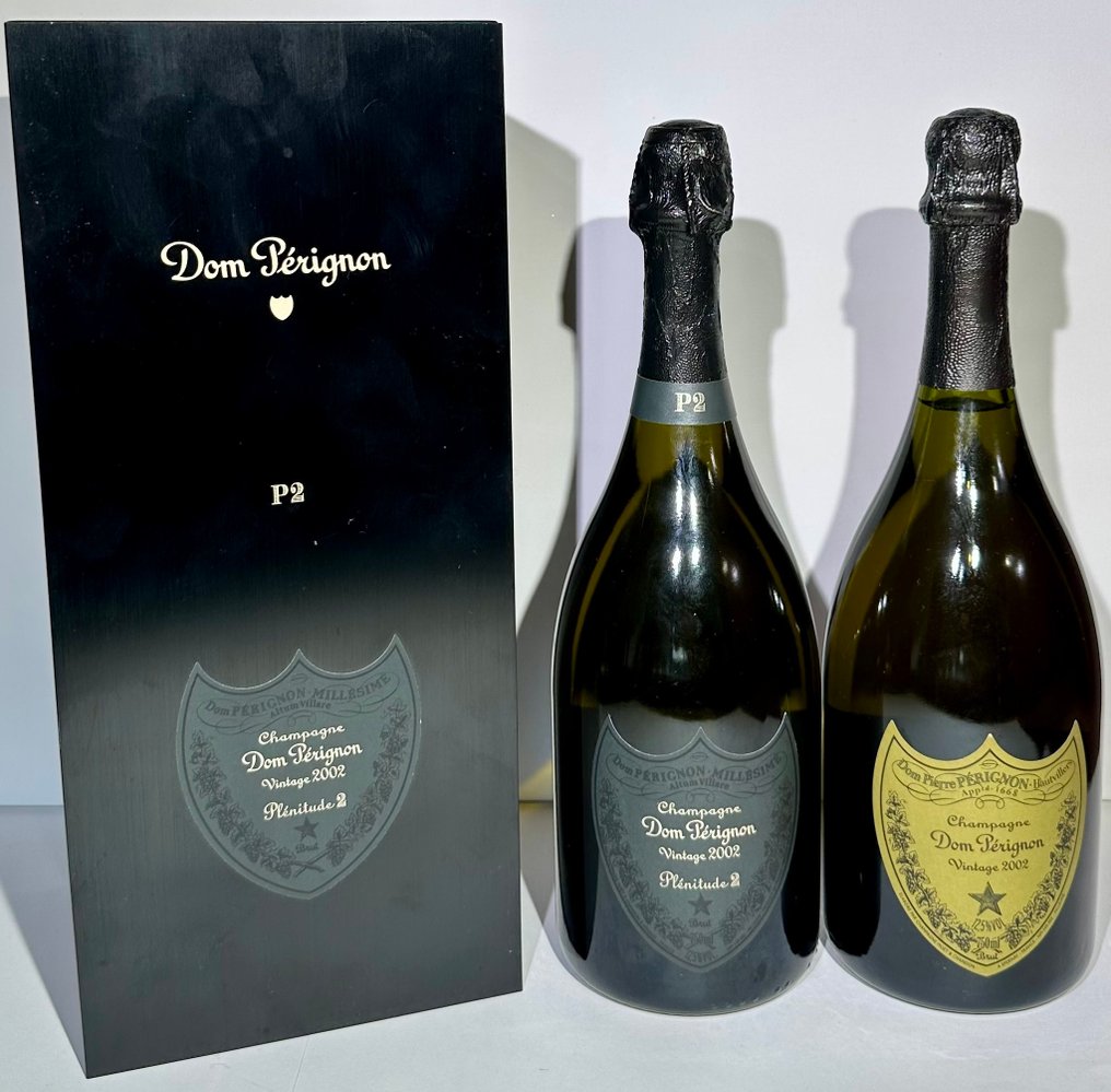 2002 Dom Pérignon, P2 & 2002 Dom Pérignon, Vintage Brut - Champagne Brut - 2 Bottles (0.75L) #1.0
