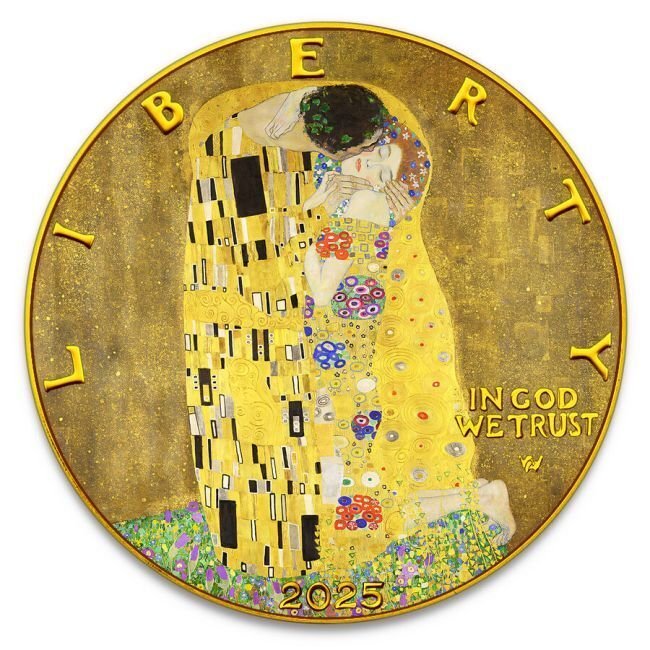 Ηνωμένες Πολιτείες. 1 Dollar 2025 1 oz American Silver Eagle Gustav Klimt The Kiss Colorized Coin #1.0