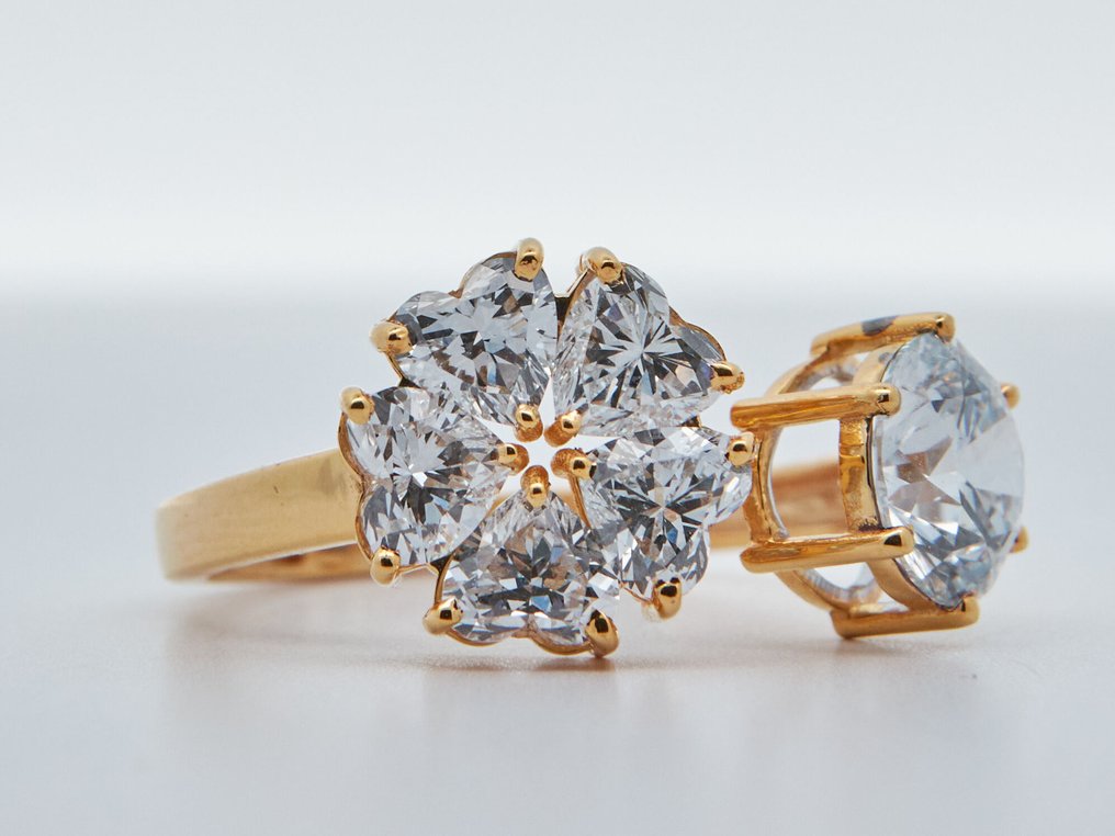 沒有保留價 - 戒指 - 14 克拉 黃金 - 3.00ct. tw. 鉆石 (實驗室培育) #1.0