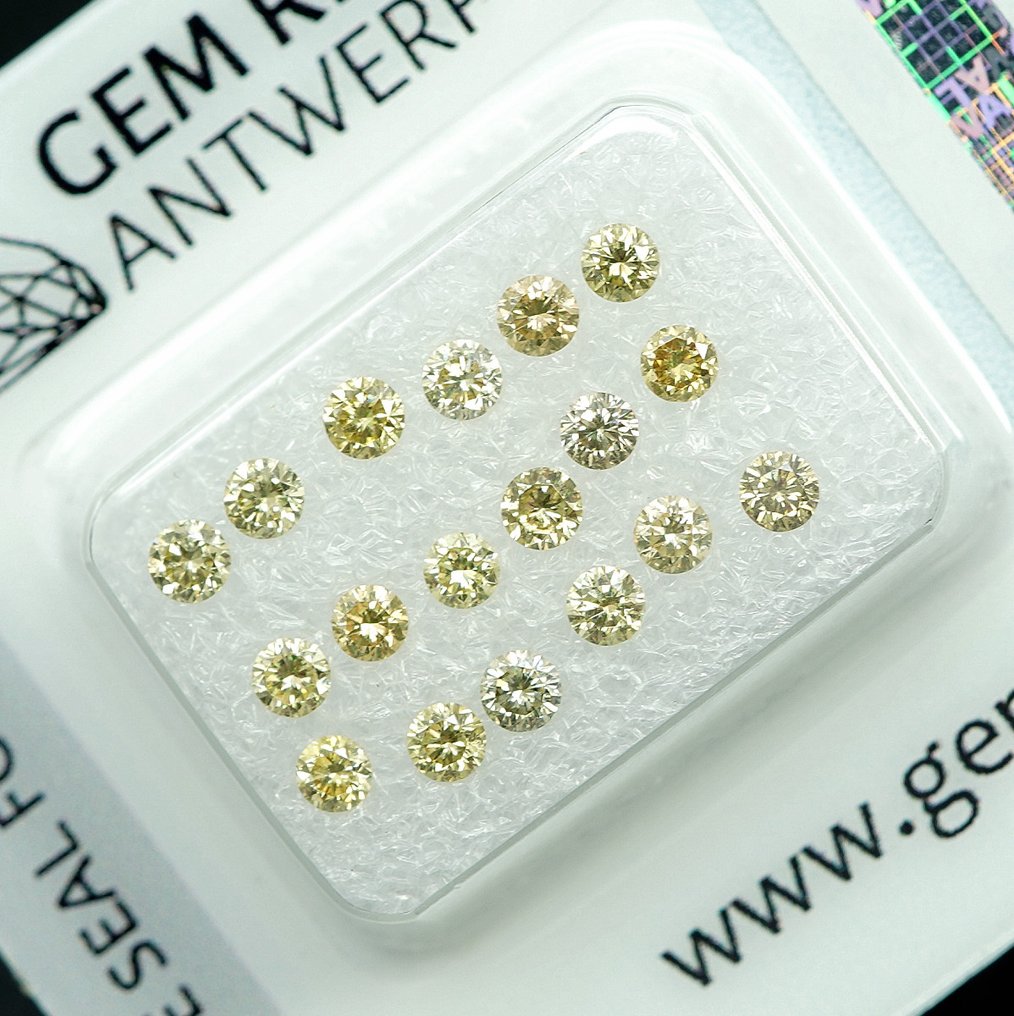 18 pcs Διαμάντι  (Φυσικό)  - 1.00 ct - Στρογγυλό - VS1, VS2, SI1, SI2 - Gem Report Antwerp (GRA) #1.0