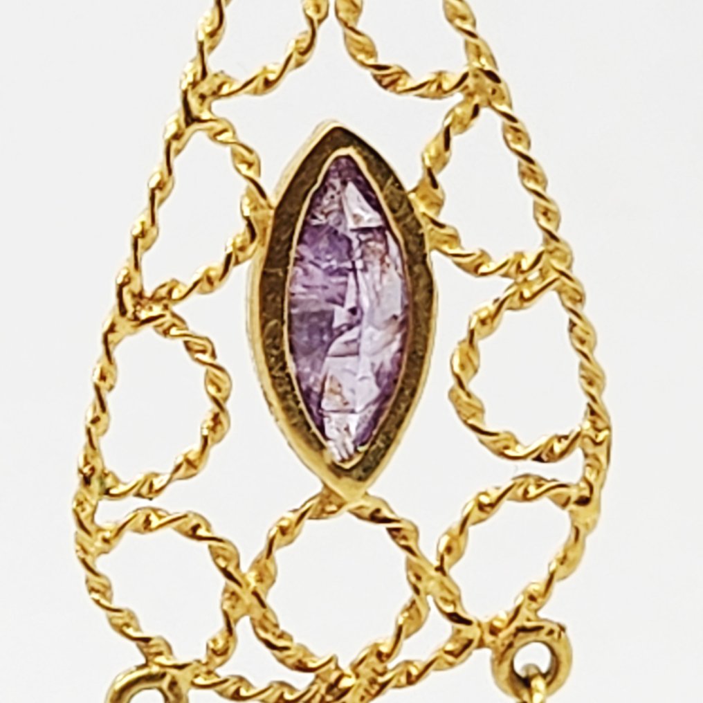 Øredobber - 18 karat Gull - 1.00ct. tw. Ametyst #4.3