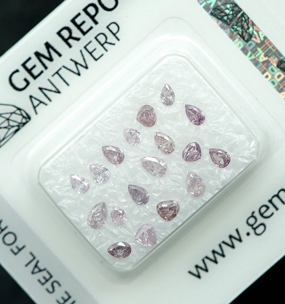 18 pcs Diamant (Natural) - 1.02 ct - Pară - I1, I2, I3 - GRA (Laboratorul de analiză a pietrelor prețioase din Anvers) #3.2