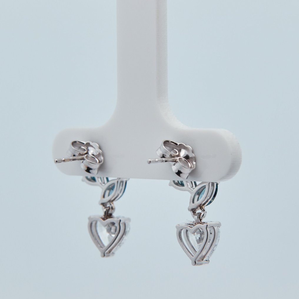 沒有保留價 - 耳環 - 14 克拉 白金 - 2.64ct. tw. 藍色 鉆石 (彩色實驗室培育鑽石) - 鉆石 #2.1