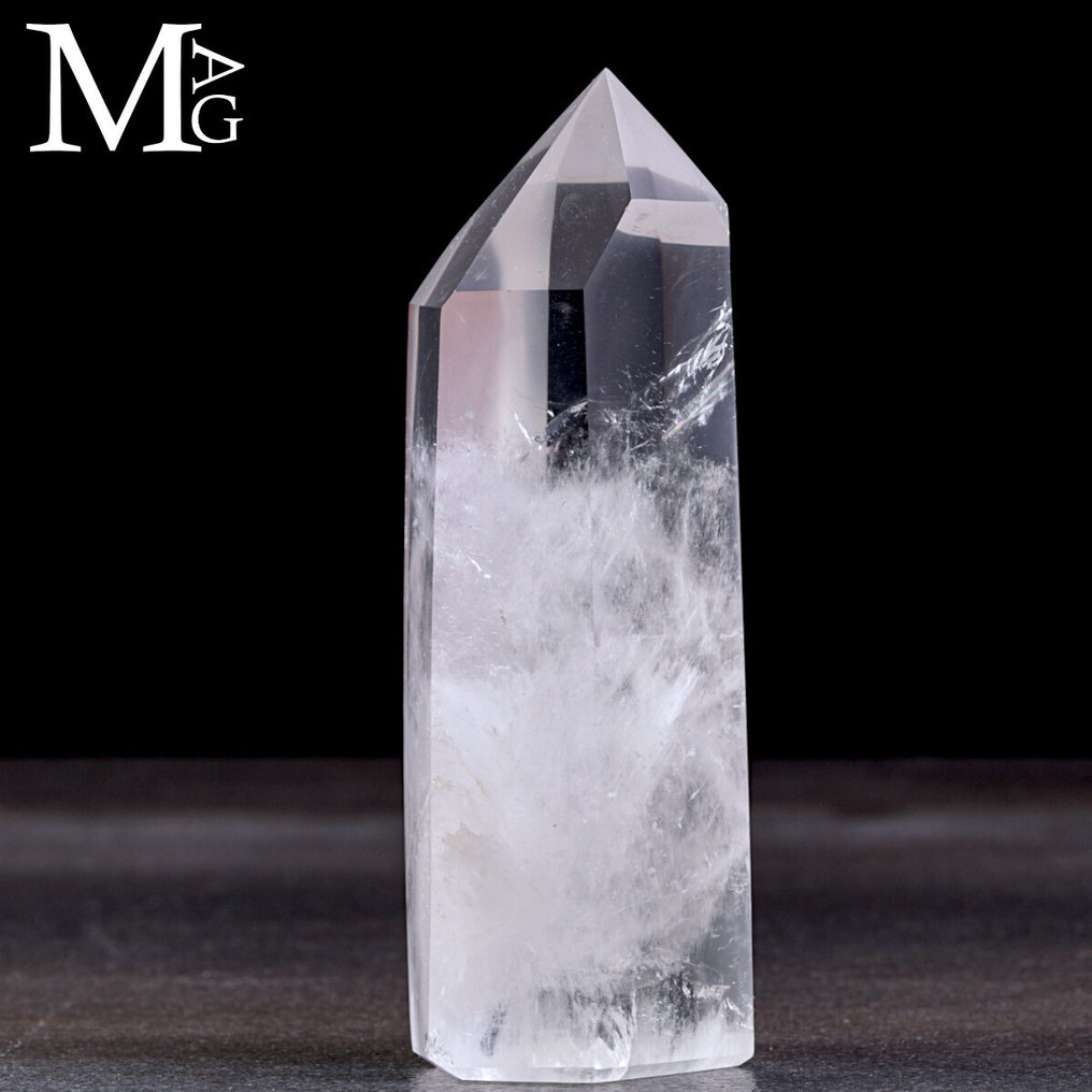 Extra Clear Quartz with Phantom - Exclusive Quartz Point - Obelisk - Altezza: 120 mm - Larghezza: 45 mm- 327 g #3.2