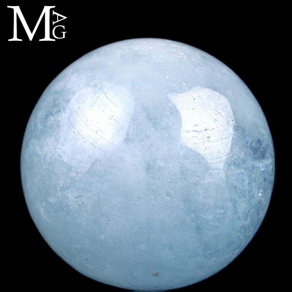 Beryl Crystal Sphere – Aquamarine. Kugler af akvamarinberyller - Højde: 30.8 mm - Bredde: 30.8 mm- 42 g #4.3