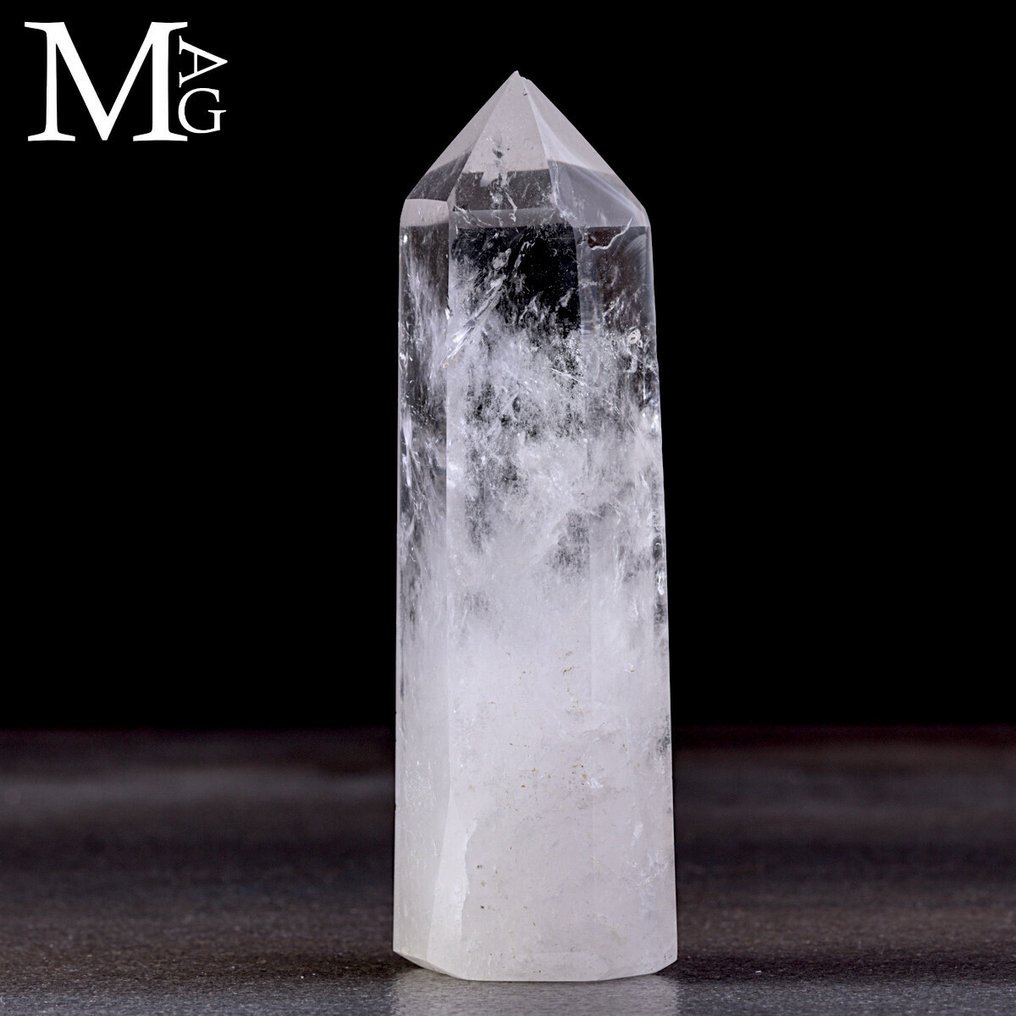 Extra Clear Quartz med Phantom - Eksklusiv Kvarts Spids - Obelisk - Højde: 115 mm - Bredde: 37 mm- 240 g #2.1