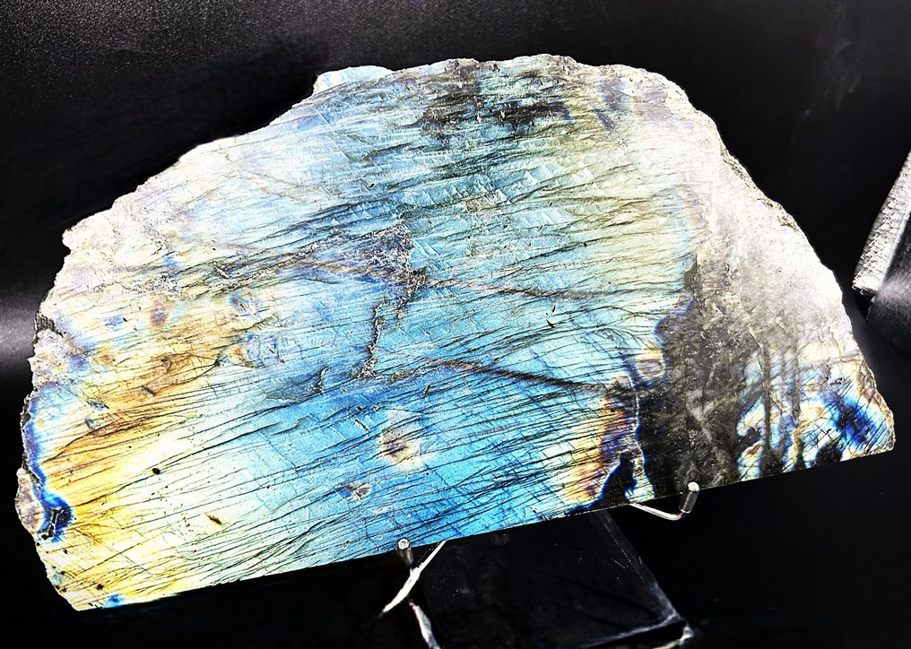 Flashy Labradorite Slab Blue, Green & Golden Fire Crystal - Height: 290 mm - Width: 145 mm- 1244 g - (1) #1.0