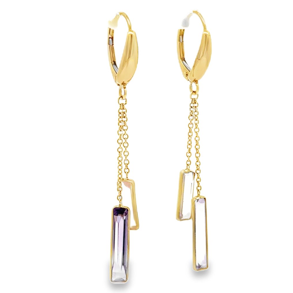 Nincs minimálár - Drop fülbevaló - 14 kt. Sárga arany - 3.00ct. tw. Ametiszt - Quartz #4.3