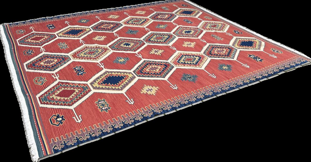 Kelim av ull - håndvevd - fargerik kelim - fin håndvevd - Kaukasisk kelim - Kelim - 300 cm - 269 cm #1.0