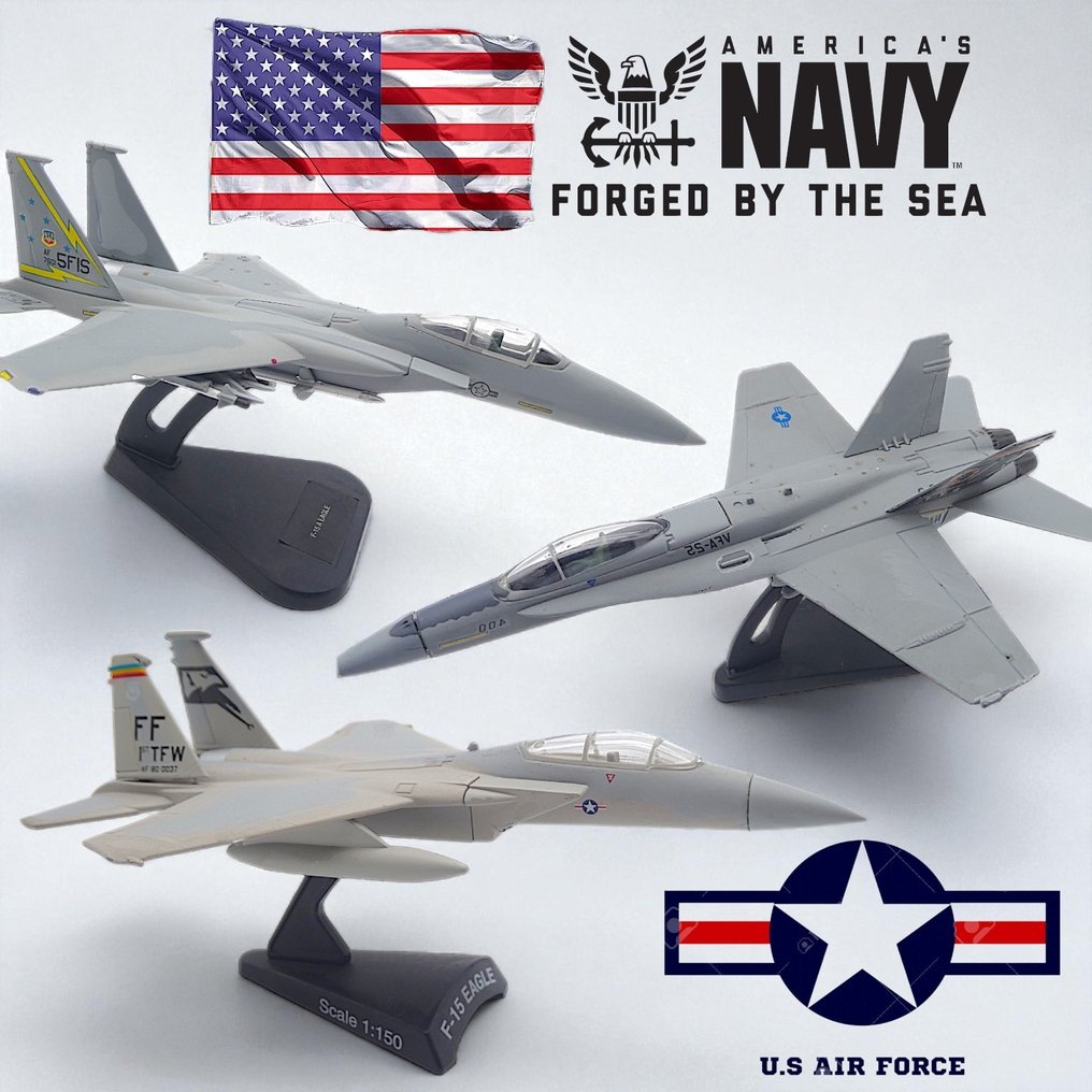 U.S Air Force, America's Navy (USA) 1:150 - Model pojazdu wojskowego  (3) - F-15 A Eagle / Vfa-25 / F-15 Eagle - Celuj wysoko... Lataj, walcz, wygrywaj #1.0