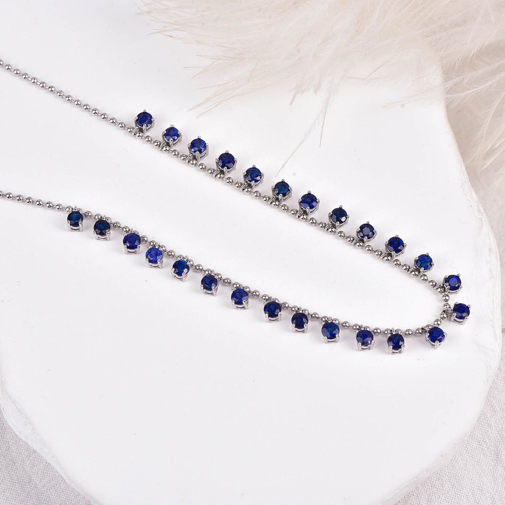 Senza Prezzo di Riserva - Collana Argento - Sapphire - Certificato #4.3