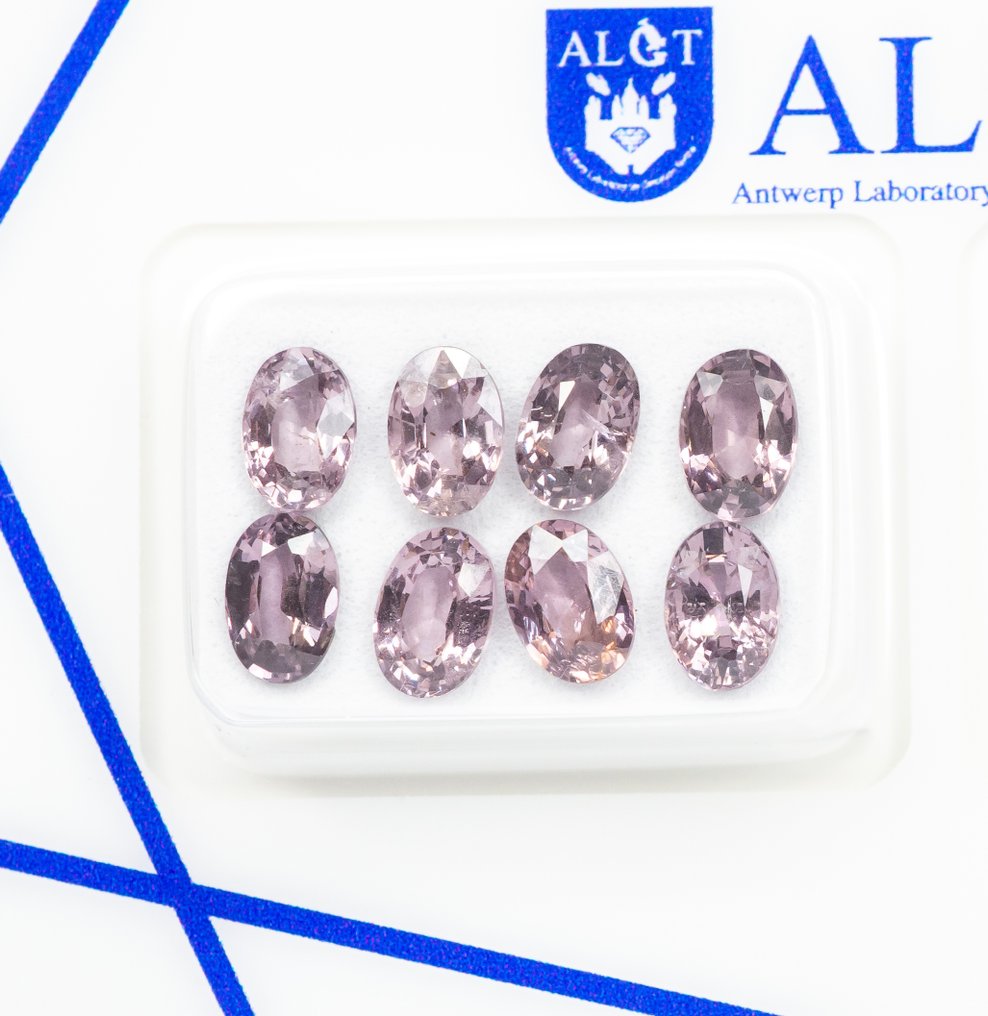 χωρίς τιμή ασφαλείας - 8 pcs Σπινέλιος - 4.44 ct - Antwerp Laboratory for Gemstone Testing (ALGT) - Έντονο Ροζ #1.0