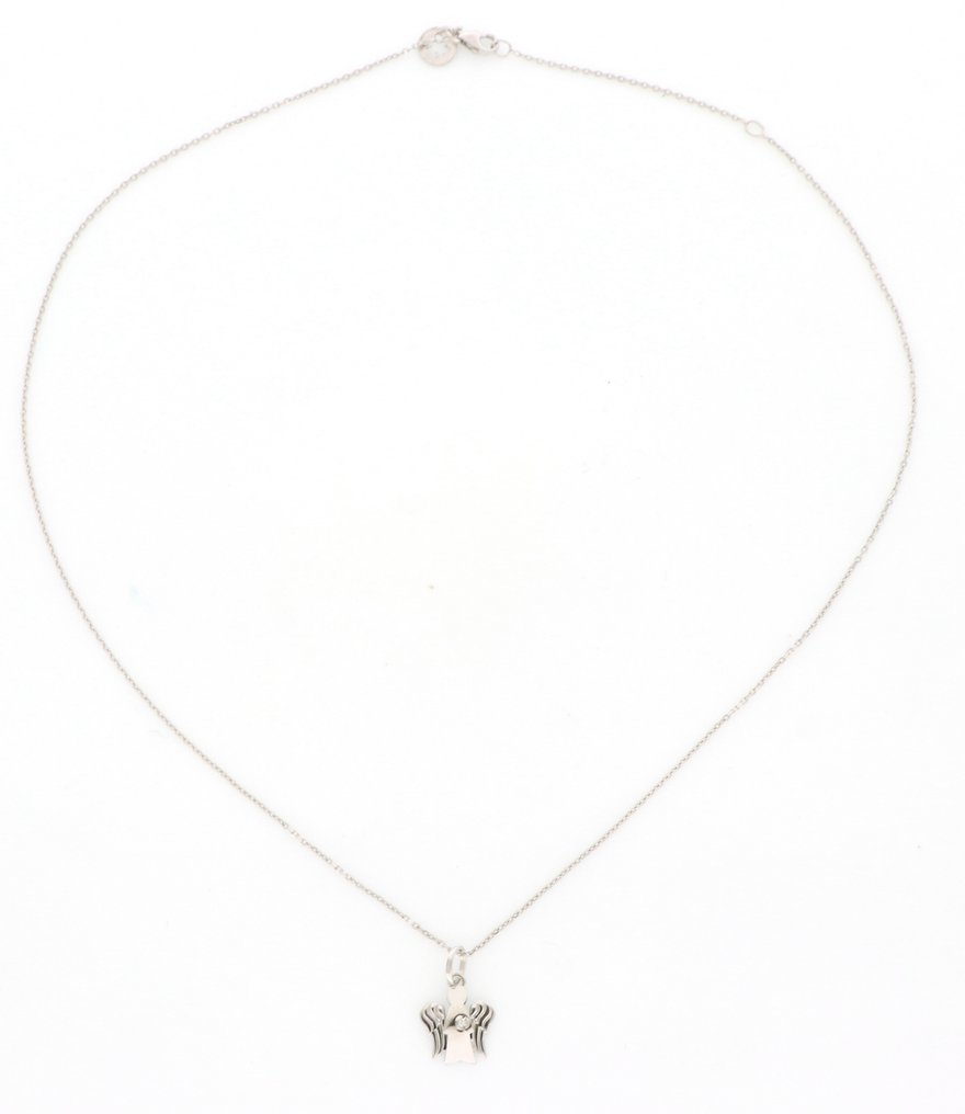 沒有保留價 - 吊墜頸鏈 - 9 節 白金 -  0.01ct. tw. 鉆石 (天然)  #1.0