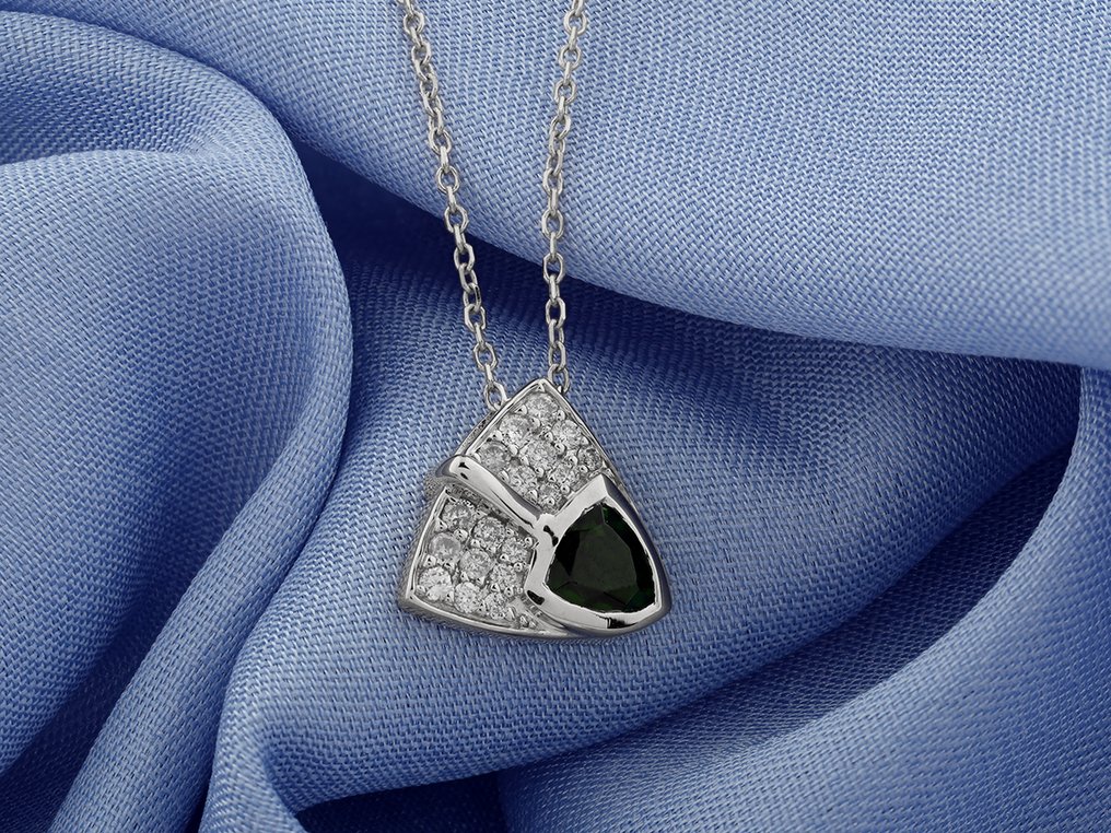 吊坠项链 - 14K包金 白金 - 0.70ct. tw. 钻石 (天然) #1.0