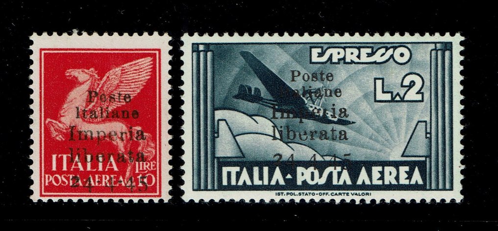 義大利王國 1945 - C. L. N. Imperia Liberata Posta Aerea Rarità MNH - Sassone 16/19 #2.1