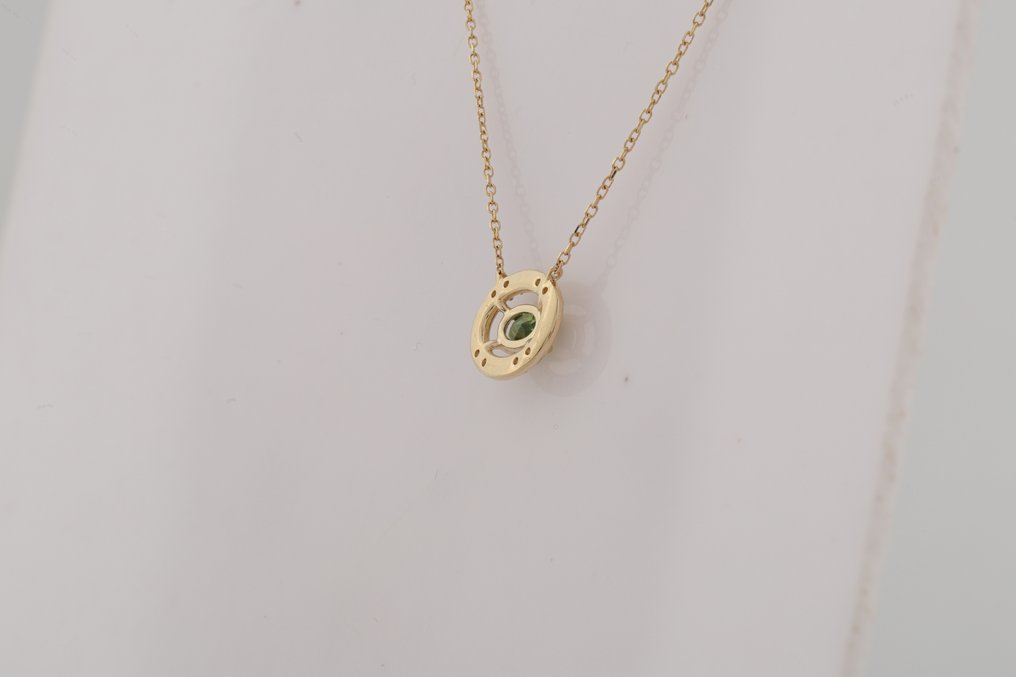 Collier avec pendentif - 14 carats Or jaune - 0.61ct. tw. Péridot - Diamant #4.3