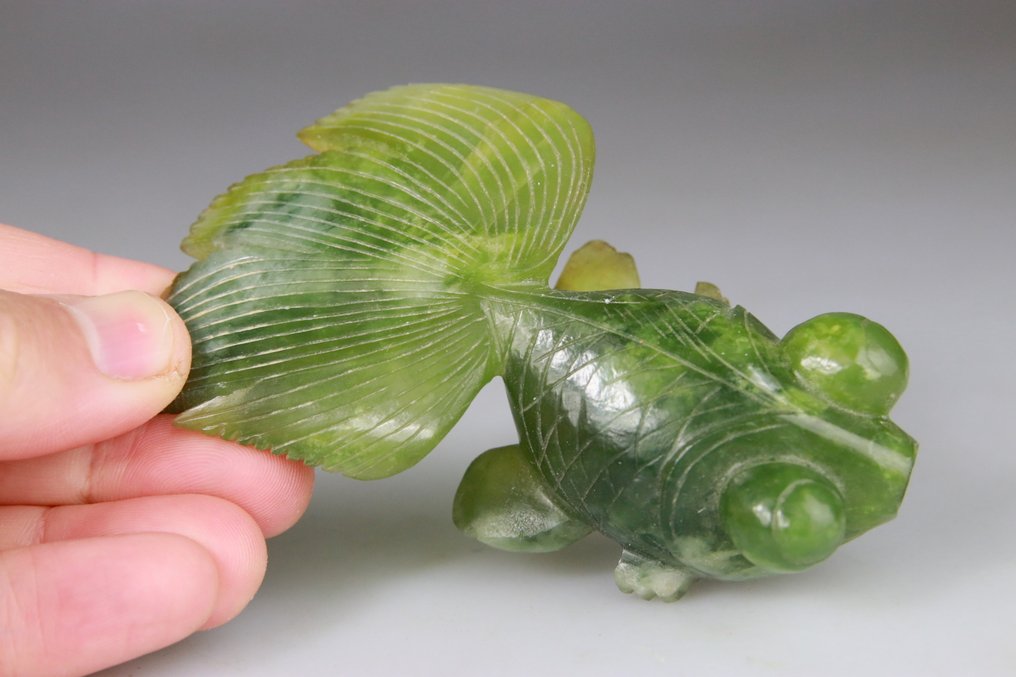 4x Collection Sculptures - Statuettes - Poissons - Agate, Agate Cornaline - Serpentine - Chine - XXe siècle #2.1