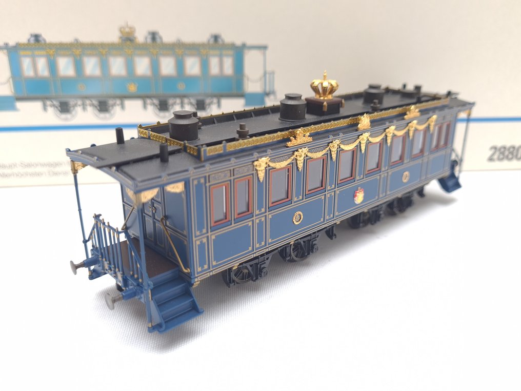 Märklin H0 - 2880 - Modeltog passagervogn (1) - Kong Ludwig togvogn del 3 (89282) - K.Bay.Sts.B #2.1
