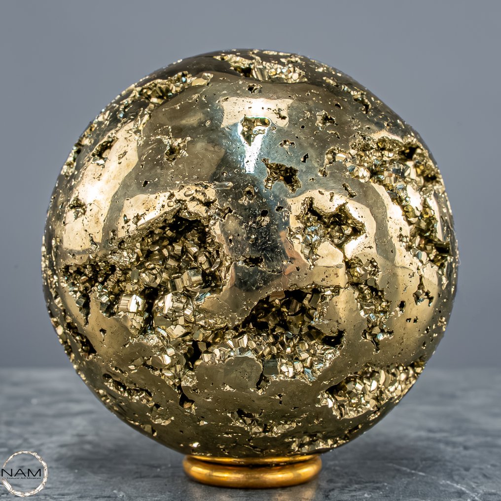 Strahlender Schatz der Erde – Atemberaubende Pyrit Kugel- 1110.01 g #1.0