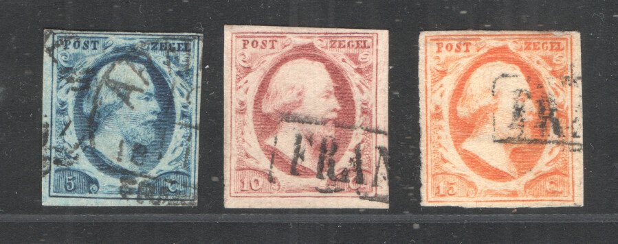Netherlands 1852/1864 - King William III - 1st and 2nd issue - Complete - with beautiful postmarks - NVPH 1 t/m 6 #1.0