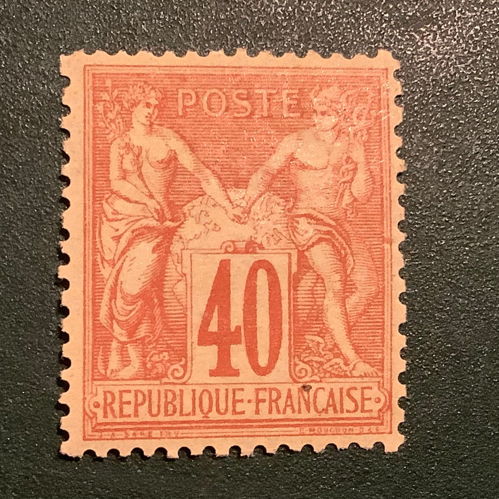 法国 1878 - 40美分 Sage 类型 I 见过完美的居中和已检验 Brun - Yvert 70 #1.0