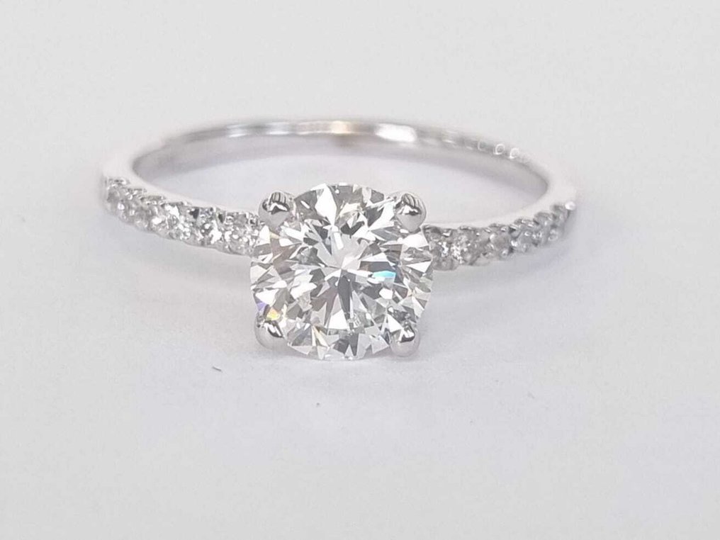 訂婚戒指 - 18 克拉 白金 -  1.12ct. tw. 鉆石 (天然) - 鉆石 #4.3