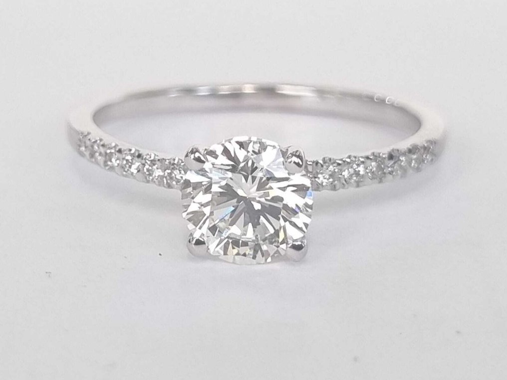 訂婚戒指 - 14 克拉 白金 - 1.10ct. tw. 鉆石 (天然) - 鉆石 #1.0