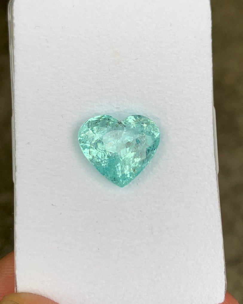 1 pcs Blue Tourmaline paraiba - 7.94 ct - Asian Institute of Gemological Sciences (AIGS) - Neon Heart-Shape Paraiba #1.0
