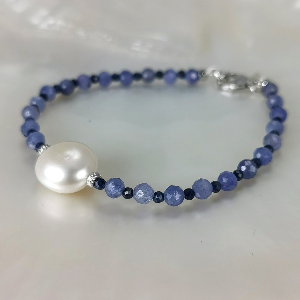 没有保留价 - 手镯 银 珍珠 - 混合宝石 #2.1