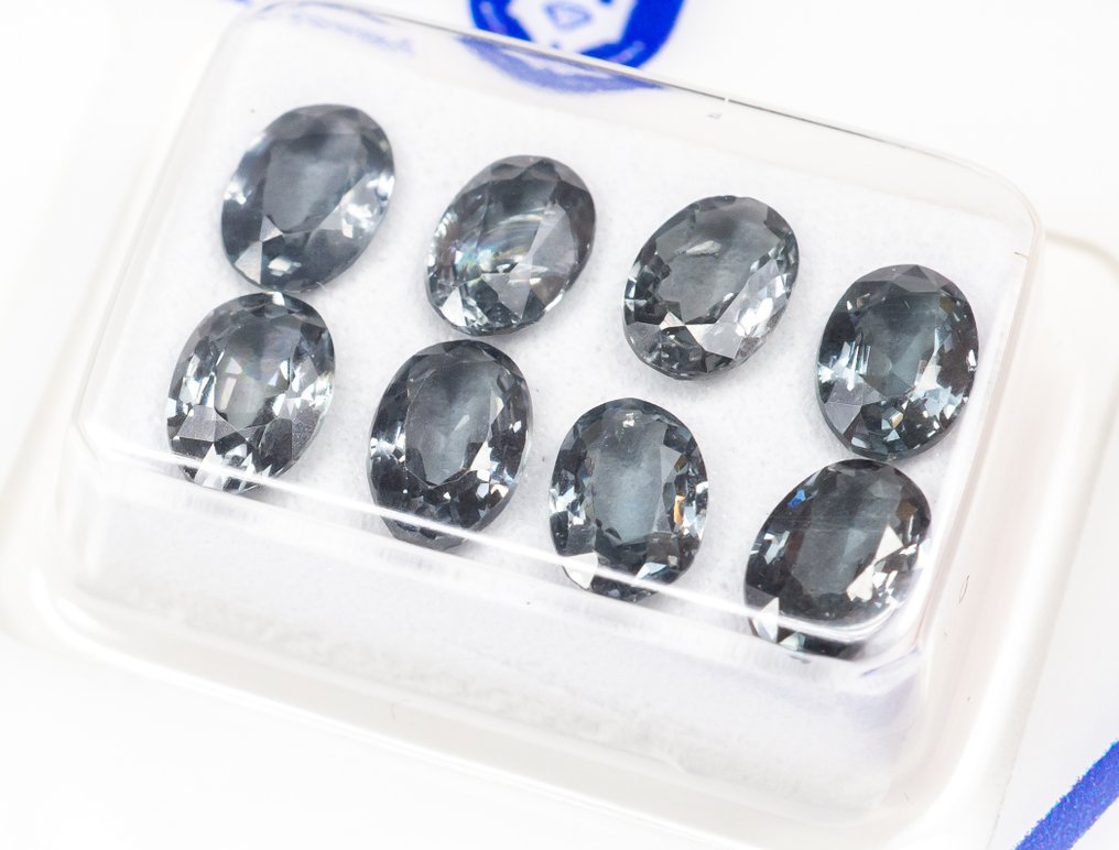 Zonder minimumprijs - 8 pcs  Spinel  - 3.83 ct - Antwerp Laboratory for Gemstone Testing (ALGT) - Bluish Green #2.1