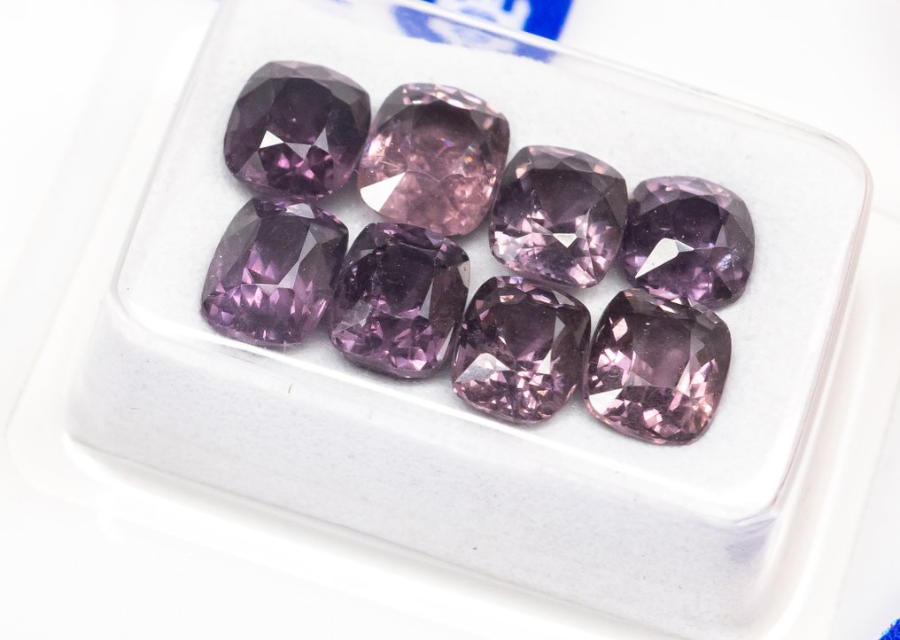 No reserve price - 8 pcs Spinel - 5.68 ct - Antwerp Laboratory for Gemstone Testing (ALGT) - Deep Grayish Pink #2.1