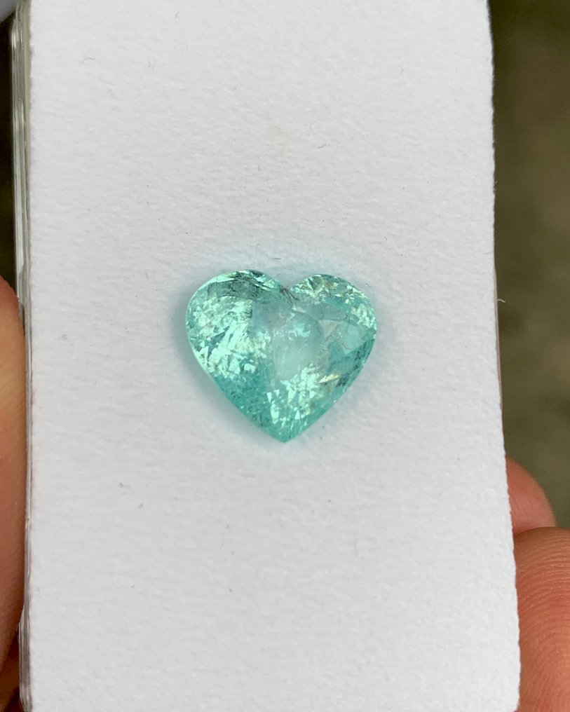 1 pcs Blue Tourmaline paraiba - 7.94 ct - Asian Institute of Gemological Sciences (AIGS) - Neon Heart-Shape Paraiba #2.1