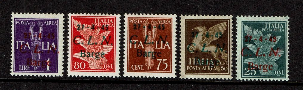 意大利王国 1945 - C. L. N. Barge 邮政稀有品 MNH - Sassone 12/16 #1.0