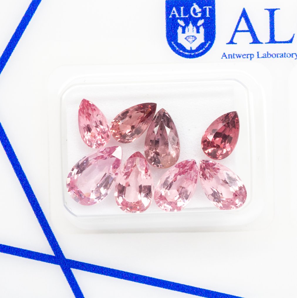 Ingen mindstepris - 8 pcs Spinel - 5.94 ct - Antwerp Laboratory for Gemstone Testing (ALGT) - Levende orange-lyserød #1.0