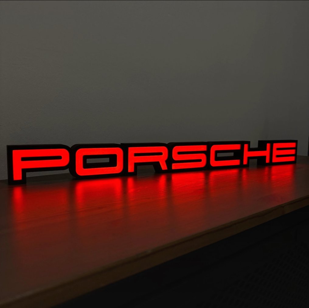Unique Porsche Red LED Wall Sign – Illuminated USB Light - Porsche #1.0