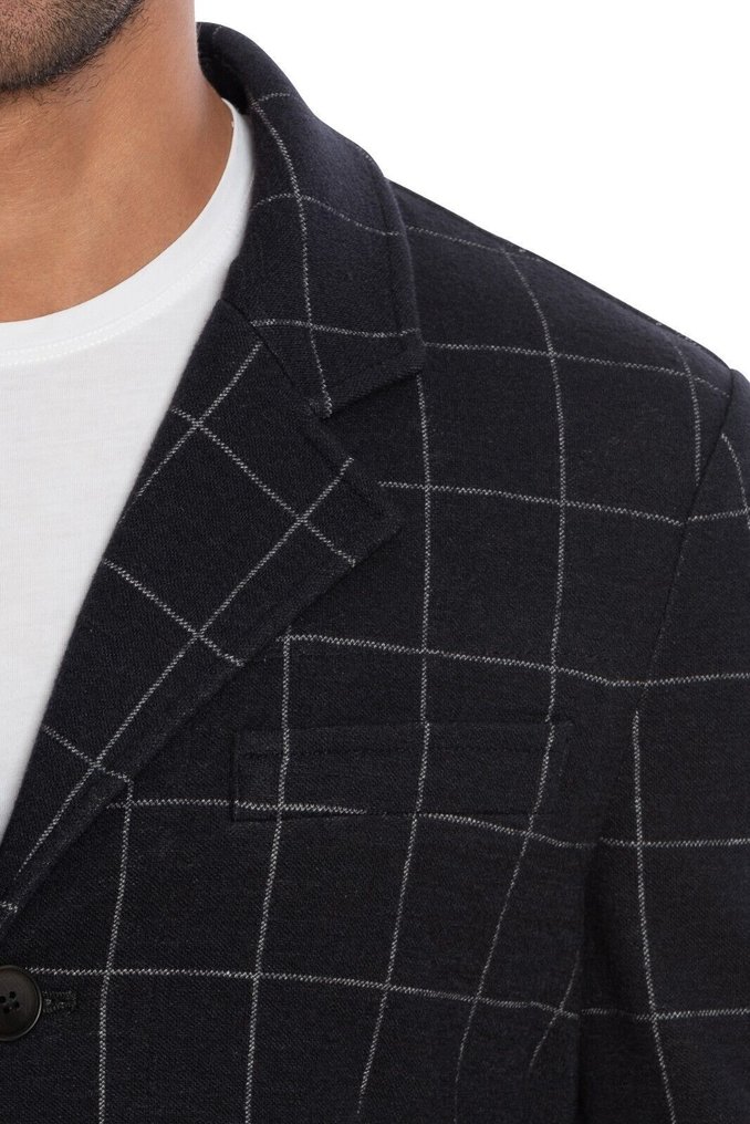 RRP 2200€ GIORGIO ARMANI Black Label RUNWAY Jacket Blouson Dark Blue Wool Checks - 58 IT - 彩色運動上衣 - New with tags #2.1