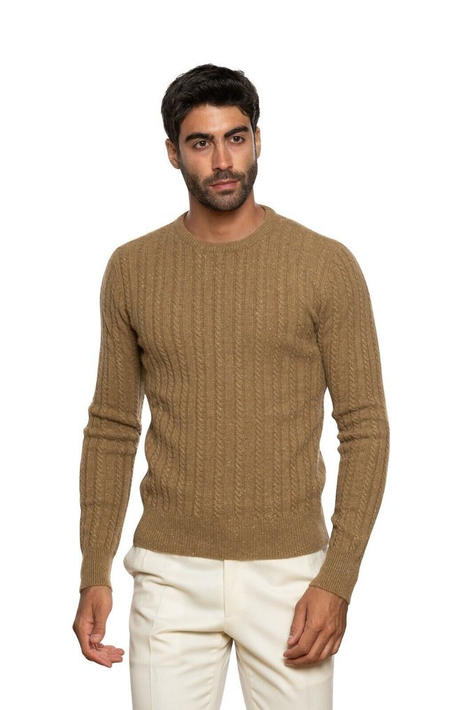 FEDELI CASHMERE RRP 1100€ Brown Sweater Thick 100% Cashmere Cable Knit - 50 IT - Φούτερ - New with tags #1.0
