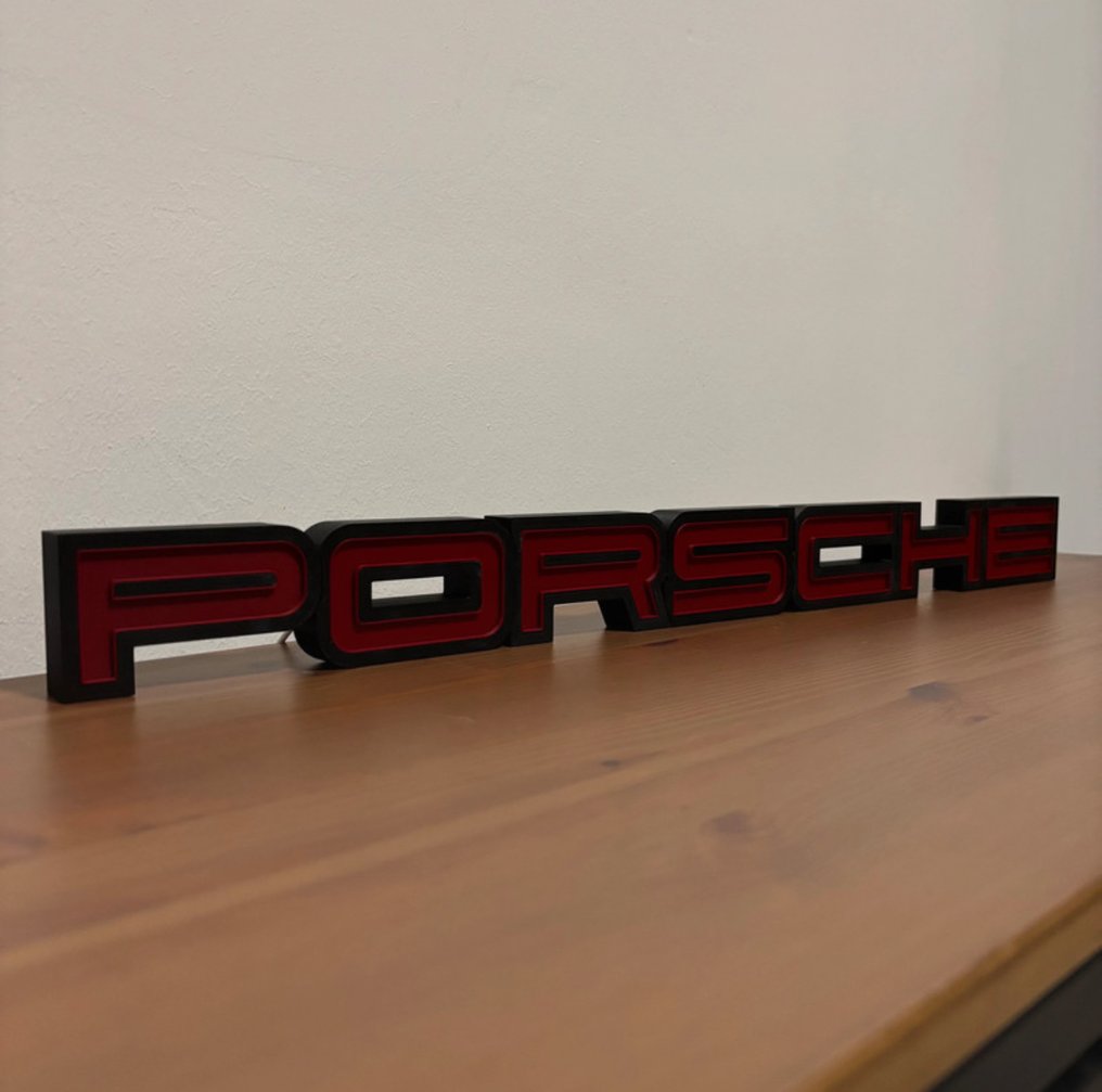Unique Porsche Red LED Wall Sign – Illuminated USB Light - Porsche #1.0