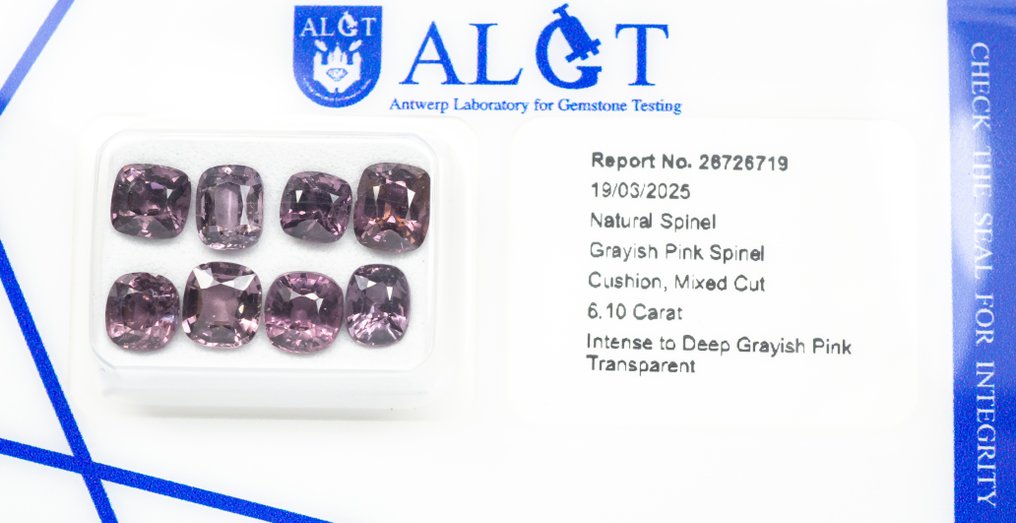 没有保留价 - 8 pcs 尖晶石 - 6.10 ct - 安特卫普宝石检测实验室(ALGT) - 浓烈的深灰粉色 #3.2