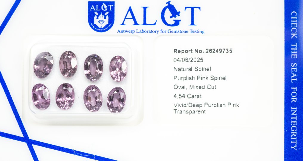 χωρίς τιμή ασφαλείας - 8 pcs Σπινέλιος - 4.54 ct - Antwerp Laboratory for Gemstone Testing (ALGT) - Ζωντανό/Βαθύ Μωβ-ροζ #3.2