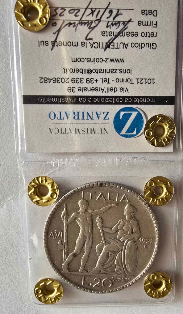 義大利王國 Vittorio Emanuele III. 20 Lire 1928 "Littore" #3.2