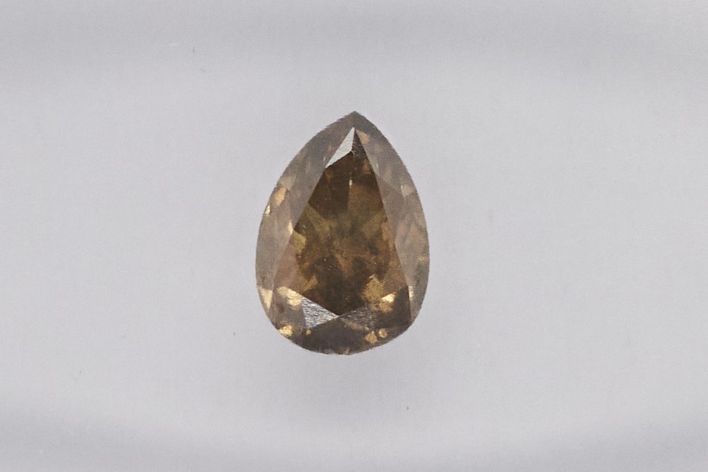 没有保留价 - 1 pcs 钻石  (天然色彩的)  - 0.53 ct - 梨形 - Fancy deep 稍帶棕色的 黄色 - SI2 微内含二级 - 国际宝石研究院（IGI） #1.0