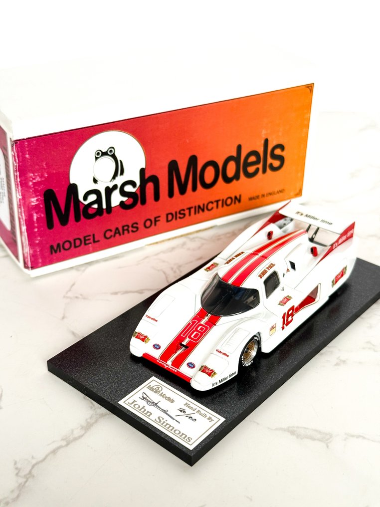 Marsh Models 1:43 - Modelauto - Lola T600 Miller #18 – Lime Rock 1982 – Hand-Built by John Simons - Limited Edition Signed #1.0