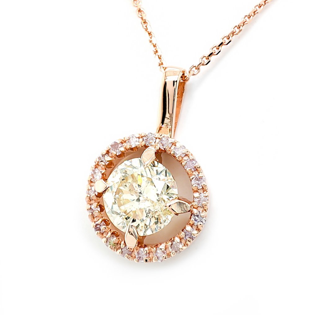 χωρίς τιμή ασφαλείας - Κρεμαστό κόσμημα - 14 καράτια Ροζ χρυσό -  1.31ct. tw. Διαμάντι (Φυσικού χρώματος) - Διαμάντι - Πιστοποιητικό IGI #1.0