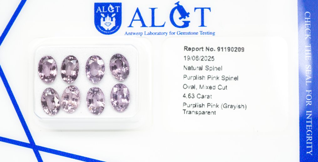 没有保留价 - 8 pcs  尖晶石  - 4.63 ct - 安特卫普宝石检测实验室（ALGT） - 紫粉色 #3.2