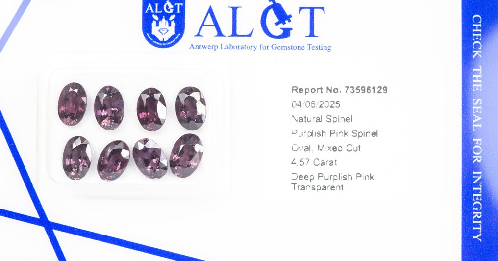 沒有保留價 - 8 pcs  尖晶石  - 4.57 ct - Antwerp Laboratory for Gemstone Testing (ALGT) - 深紫粉色 #3.2